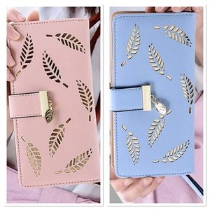 Metal decor leaf wallet
